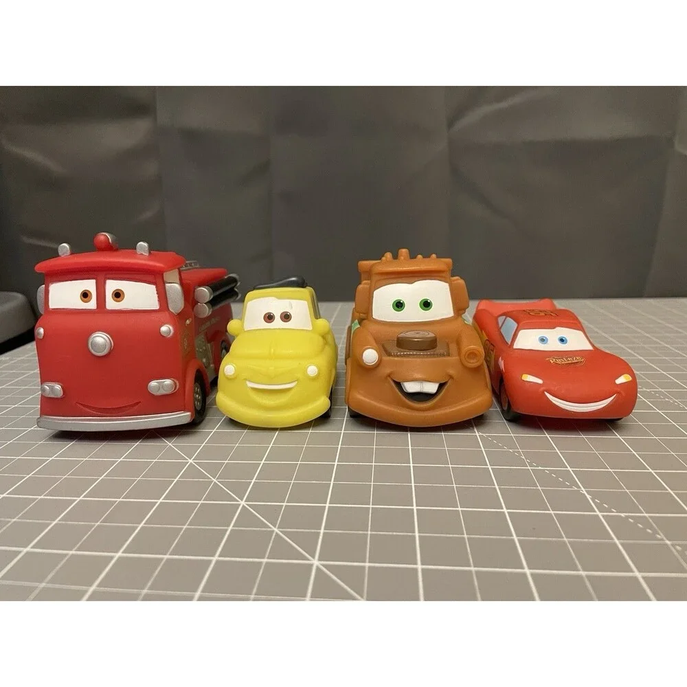 Disney Pixar Cars Vinyl Bath Pool Water Toys Mater Lightning Red FireTruck Lot 4